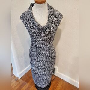 White House Black Market Cowl Neck Chevron Dress Size 4